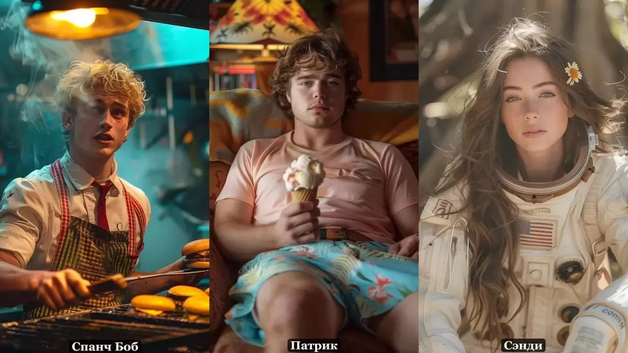 Нейросеть воплотила персонажей «Губки Боба» в реальном мире